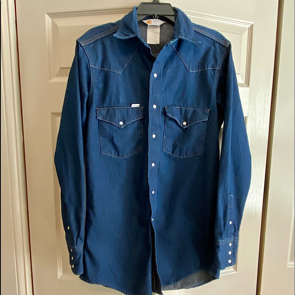 Carhartt Vintage Denim Long Sleeve Pearl Snap Shirt or Shacket